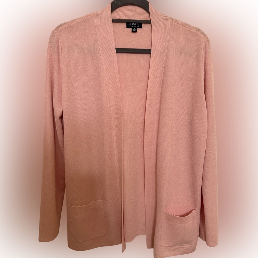 Jones New York Light Pink Open Cardigan